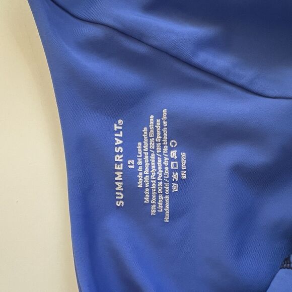 Summersalt Women’s 12 Sidestroke One Shoulder One Piece Swimsuit Blue Stripe - Picture 5 of 8